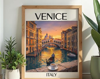 ベネチアのポスター｜イタリアの壁アート｜コーヒーのプリント｜旅行の壁アート｜ホームデコレーション