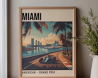 マイアミグランプリポスター｜フォーミュラ1トラックアート｜モータースポーツレースプリント