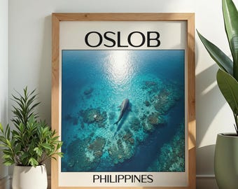 オスロブのポスター｜フィリピンの壁掛けアート｜ジンベエザメのプリント｜旅行をテーマにした壁掛けアート｜ホームデコレーション