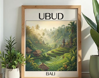 ウブドのポスター｜バリ島のウォールアート｜テラスのプリント｜旅行のウォールアート｜ホームデコレーション