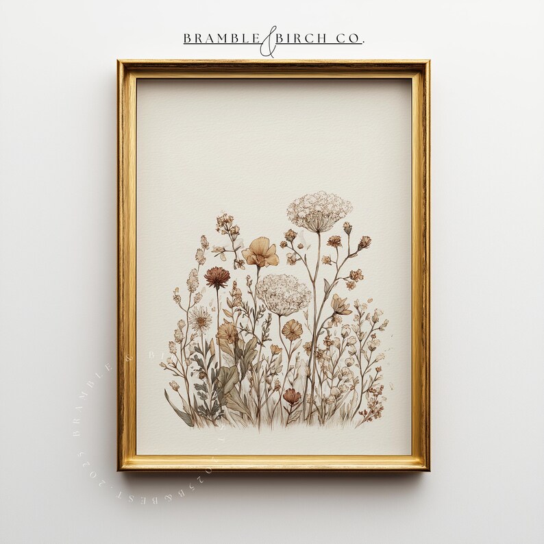 Wildflower Print | Vintage Cottagecore Nursery Art (digital Download ...