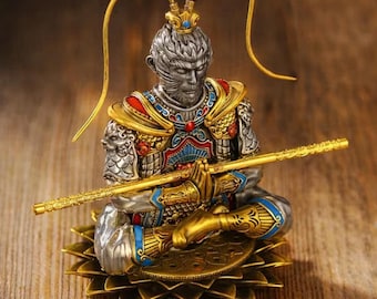 Accendino Zippo con statuetta del Re Scimmia Sun Wukong - Statuetta luminosa in stile artistico giapponese, accendino staccabile