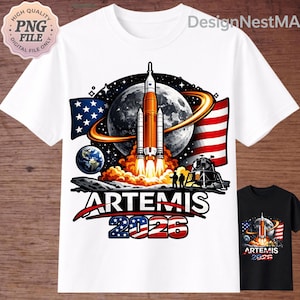 Misión de lanzamiento de cohete espacial a la Luna Artemis 2 T PNG: Astronauta de exploración espacial de la NASA PNG Diseño de misión lunar (Descarga digital)