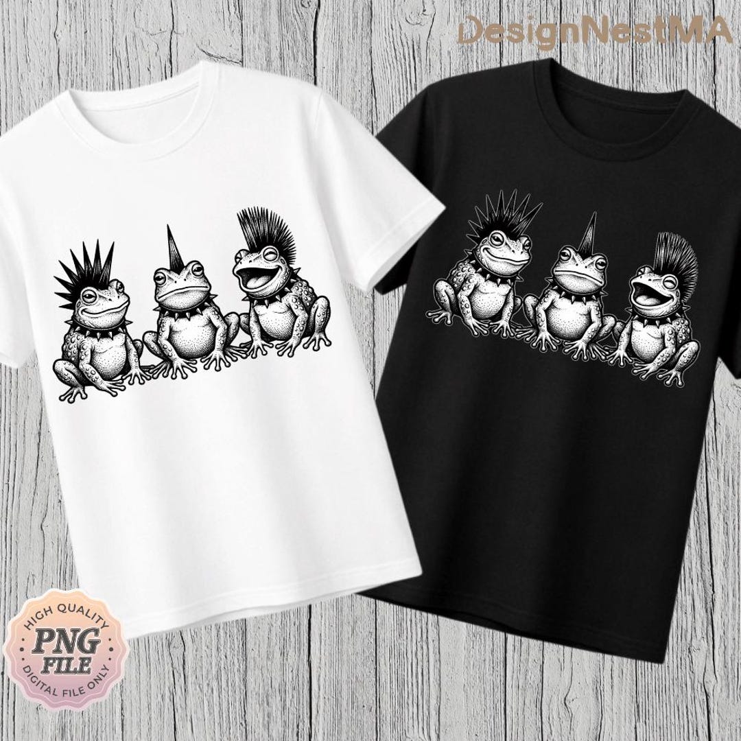 Punk Rock Frogs Mohawk Spiked Collar Emo Goth Toad PNG: Rebel Frog ...