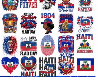 Paquete PNG del Día de la Bandera de Haití Diseños de sublimación del orgullo haitiano 1804 Independencia de Haití Descarga digital Merchandising de la bandera del orgullo Ropa Archivo de corte PNG