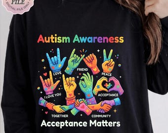 Diseño de inclusión del autismo PNG: Concientización sobre el autismo, aceptación, lenguaje de señas manual, maestro de educación especial PNG, apoyo a la neurodiversidad en el aula PNG