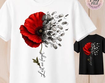 PNG del Día de los Caídos, Gráfico de Amapola Roja Nunca Olvidada, Diseño de Recuerdo de Veteranos, Descarga Digital de Camiseta para el Día de los Caídos para Mujer