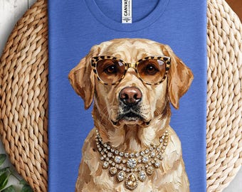 Dog Shirt Design, Labrador Retriever PNG with Leopard Print Sunglasses | Digital Download