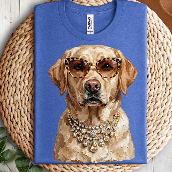 Dog Shirt Design, Labrador Retriever PNG with Leopard Print Sunglasses | Digital Download