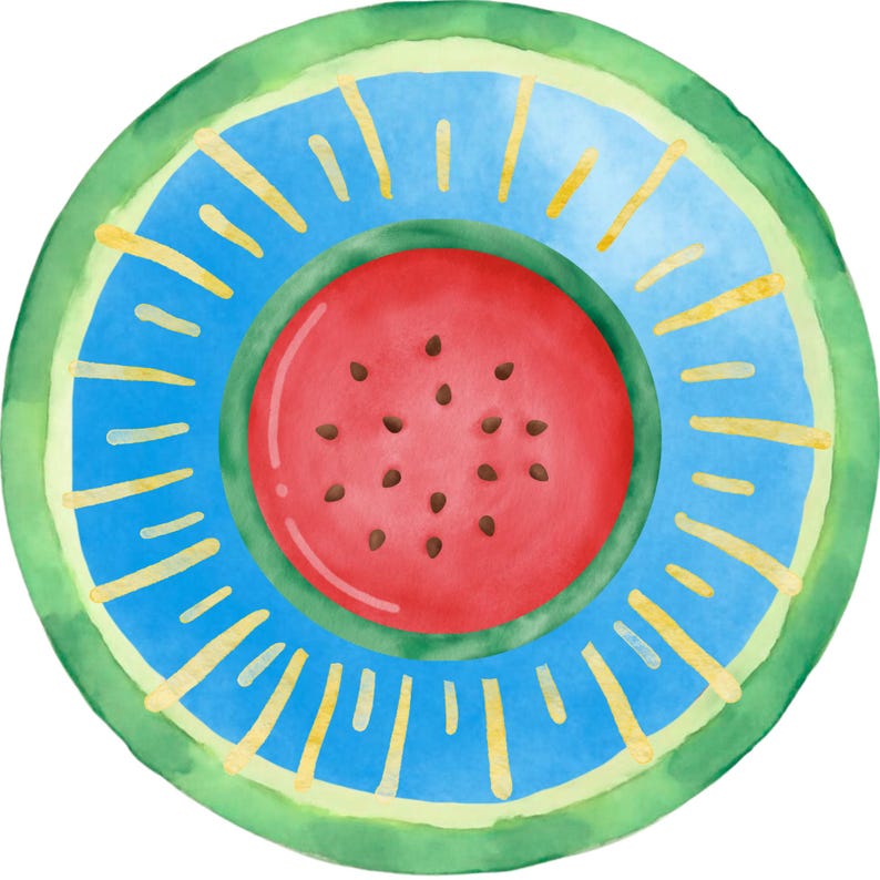 Watermelon Summer - Mahjong Round Mat image 1