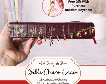 Red Bible Charm Chain Bible Chain Christian Bible Accessory Faith Gift Fruit Of The Spirit Gold Bible Bookmark Cherries Cross Easter Gift
