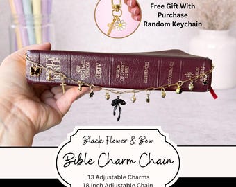 Black Bible Charm Chain Bible Chain Christian Bible Accessory Faith Gift for Women Gold Bible Bookmark Bow Christian Charms Easter Gift