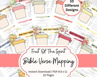 Bibel-Vers-Zuordnungsvorlage für Bibelarbeit und Bibel-Journaling, Sofort-Download für Predigtnotizen Frucht des Geistes Themenkirche Notizen