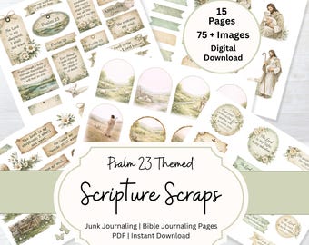 Schriftstelle Scraps Christian Junk Journaling Seiten für Bibel Journaling Psalm 23 Unter dem Motto Der Herr ist mein Schäferhaus Cottage Core Shabby Chic Folio