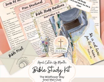 April Bibelstudienkit: Er ist auferstanden Catch Up Month Der Wildblumenweg Christlicher Bibelführer Bibel Journaling Zubehör Junk Journal Kit