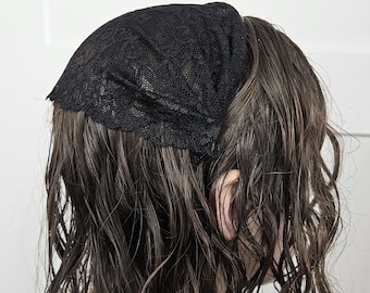 Lace Headcovering - Christian Head covering, Prayer Veil, Floral lace Headband, no-tie headscarf, Mennonite Prayer Covering, Religious Cover