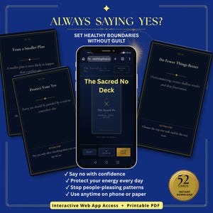 People Pleasing Recovery Cards | 52 Boundaries Deck, Learn to Say No Without Guilt, Codependency Support (Digital + Printable)