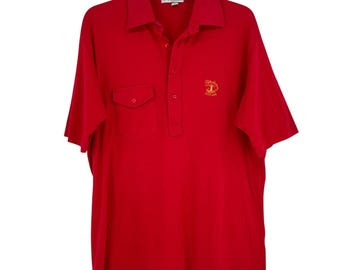 Polo de golf vintage Turnberry Scotland rojo talla XL de algodón Lisle estilo preppy fabricado en EE. UU.