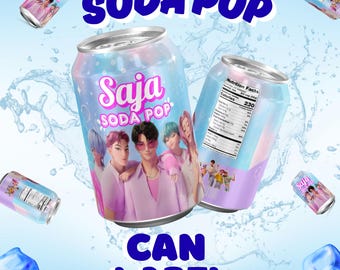 Cazadores de demonios del Kpop, etiquetas para latas de refresco de Saja Boys, envoltorios para latas de Saja Boys, Jinu Rumi Huntrix, imprimible para fiesta de cosplay de Kpop Huntrix, Halloween
