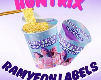Huntrix Cup Noodle Label | Kpop Demon Hunters Rumi Mira Zoey Ramen Wrapper | kpop Huntrix Ramen | Kpop Party Decor Printable | Digital