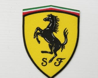 Ferrari Patch Badge Sports Car Style Embroidered Iron On Sew On Applique