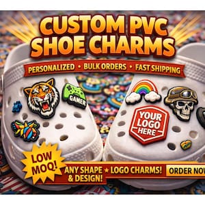 Adornos de PVC personalizados para zapatos al por mayor / Accesorios para zuecos con logotipo personalizado / Adornos para zuecos al por mayor