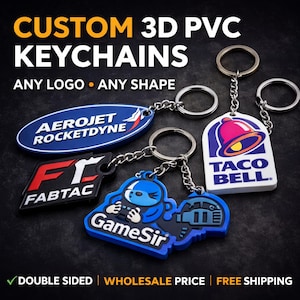 Portachiavi 3D in PVC personalizzati / Portachiavi in gomma personalizzati / Design bifacciale / Ordini di portachiavi all'ingrosso