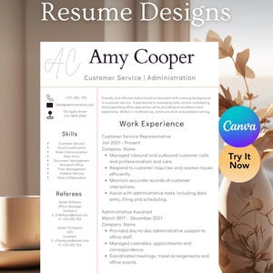 Pre-Written Resume Template, HR Approved CV Design, Canva (Digital Download)
