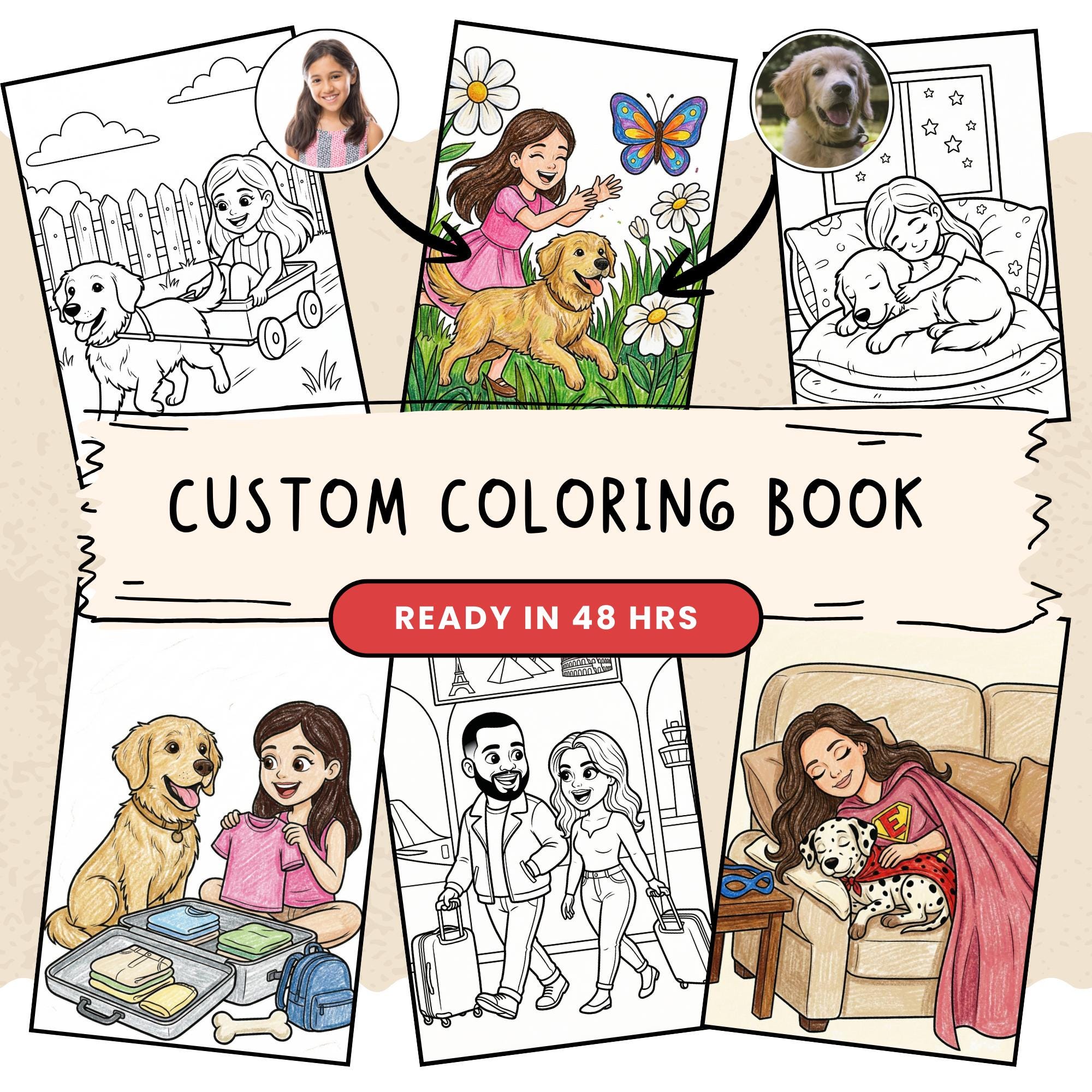 Fully Custom Coloring Book From Photos – 10, 20, 30, or 40 Custom ...
