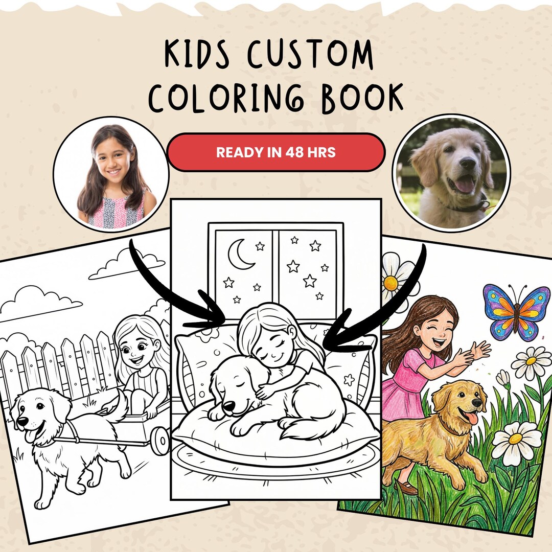 Fully Custom Kids Coloring Book From Photos – 10, 20, 30, or 40 Custom ...