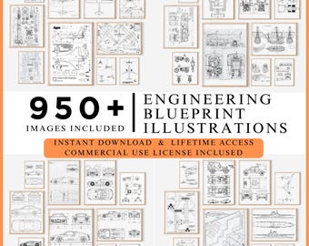 Más de 950 planos de automóviles, pósteres de coches clásicos, dibujos militares, láminas para imprimir, decoración del hogar, uso comercial (descarga digital).