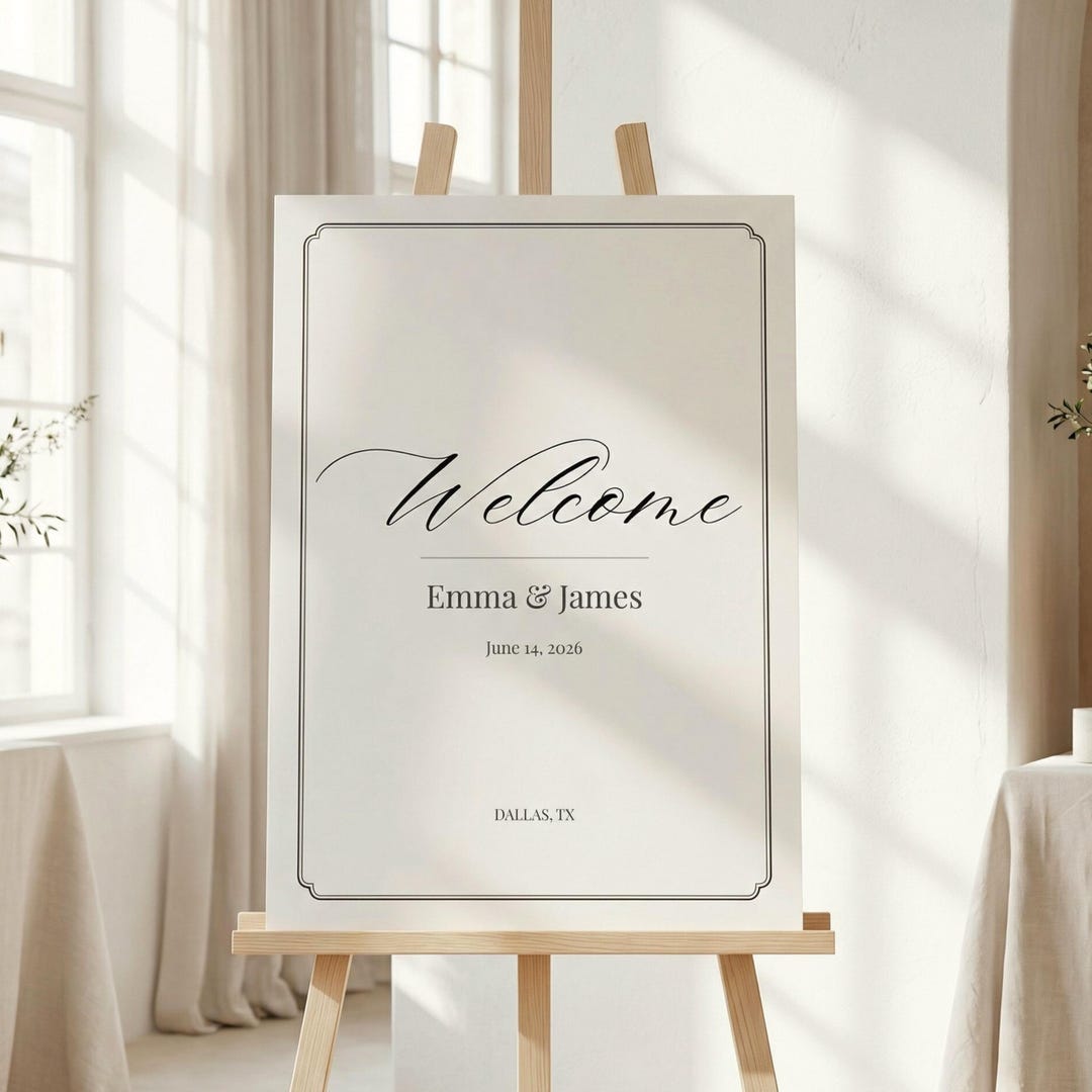 Editable Minimal Wedding Welcome Sign, 18x24 Printable Canva Template ...