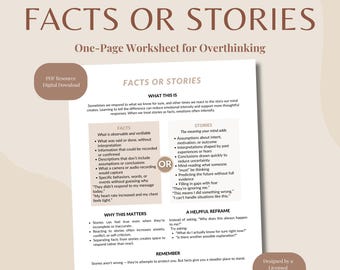 Fakten oder Geschichten Denkmuster | Kognitive Distorsionen bei Erwachsenen | Trennen von Annahmen von Beweisen | Therapie PDF zum selbst ausdrucken