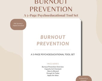 Burnout Prevention Bundle | Stress Capacity Awareness Worksheet for Adults | Overwhelm and Pacing Skills | Therapy Printable PDF
