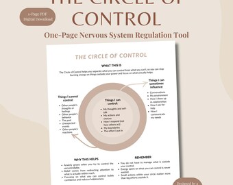 Circle of Control Arbeitsblatt für Erwachsene | Angstbewältigungsfähigkeiten | Therapie Printable | PDF-Datei