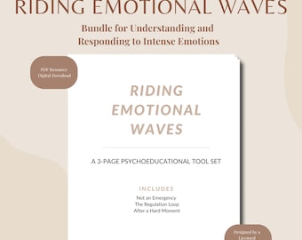 Riding Emotional Waves | Emotional Regulation Worksheet for Adults | Coping Skills for Intense Feelings | Therapy Printable PDF Download