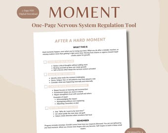 Nach einem harten Moment | Bewältigungsfertigkeiten Arbeitsblatt für Erwachsene | Emotionsregulierungs-Tool | PDF-Datei
