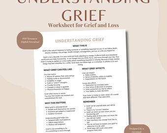 Understanding Grief | Loss Education Worksheet for Adults | Printable PDF