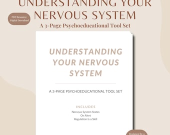 Understanding Your Nervous System Bundle | Anxiety Worksheet for Adults | Emotional Regulation Printable | Therapy PDF Download