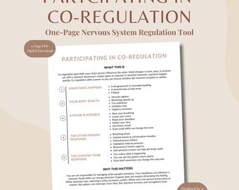 Mitmachen bei Co-Regulierung | Arbeitsblatt zu Kommunikationsfähigkeit für Erwachsene | Konflikt De Escalation Printable | Therapie PDF Download