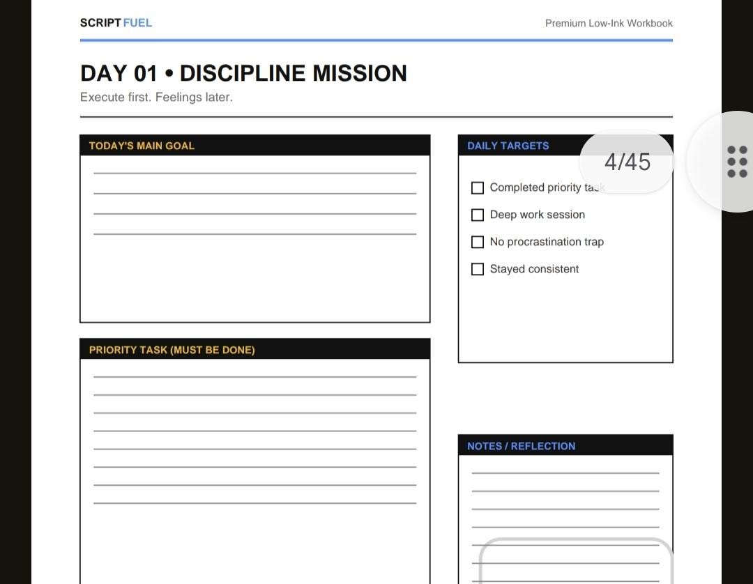 Discipline Planner 30-day Self Discipline Blueprint | Discipline Workbook Printable PDF ...