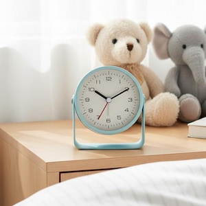 Minimalist Metal Alarm Clock, Silent Quartz Desk Clock for Student Room Office Decor