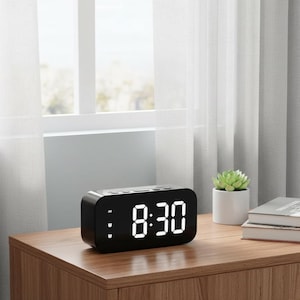 Minimalist Digital Alarm Clock • Smart LED Bedside Timer with Dual Alarm Settings