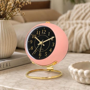 Minimalist Silent Alarm Clock, Nordic Desk Clock with Night Light for Bedroom Decor