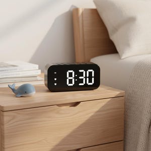 Reloj despertador digital minimalista • Temporizador LED inteligente para mesita de noche con doble alarma