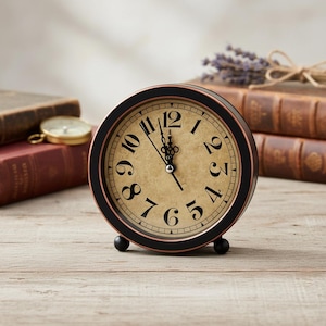 Vintage European Alarm Clock • Silent Desk Clock Retro Table Home Decor Gift