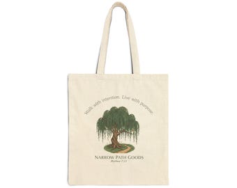 Weeping Willow Illustration Tote Bag | Nature Tree Canvas Tote
