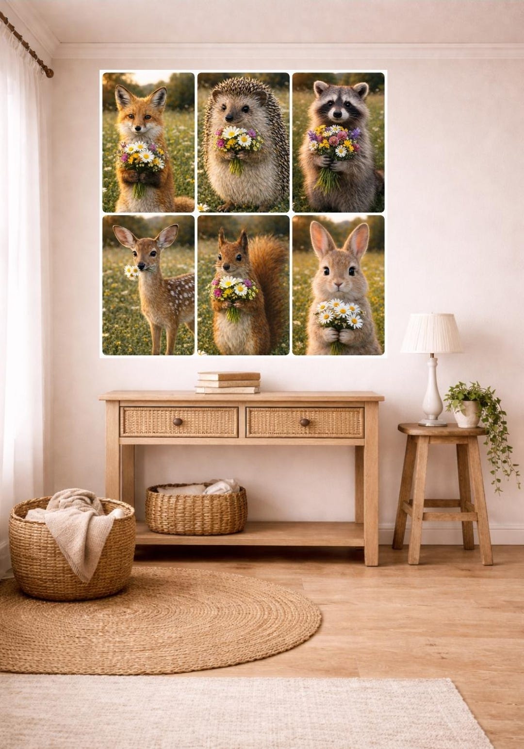 Woodland Animal Wall Art Set, Cottagecore Decor, Forest Wildflower ...