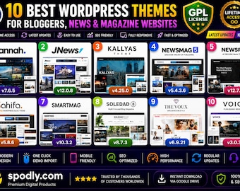 10 WordPress Themes Blog, News, Magazine Websites (Lifetime Access)