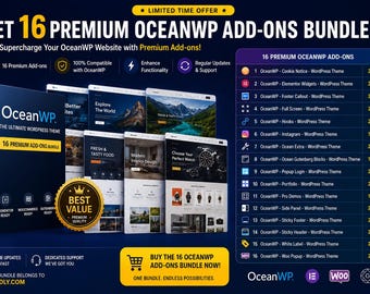 OceanWP 16 Addons Bundle, Latest Version – Lifetime License (Instant Download)